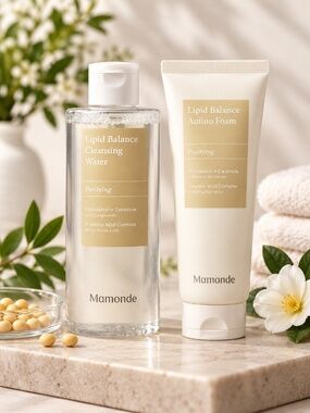 MAMONDE Lipid Balance Cleansing Water + Amino Foam 2pc K-Beauty Set